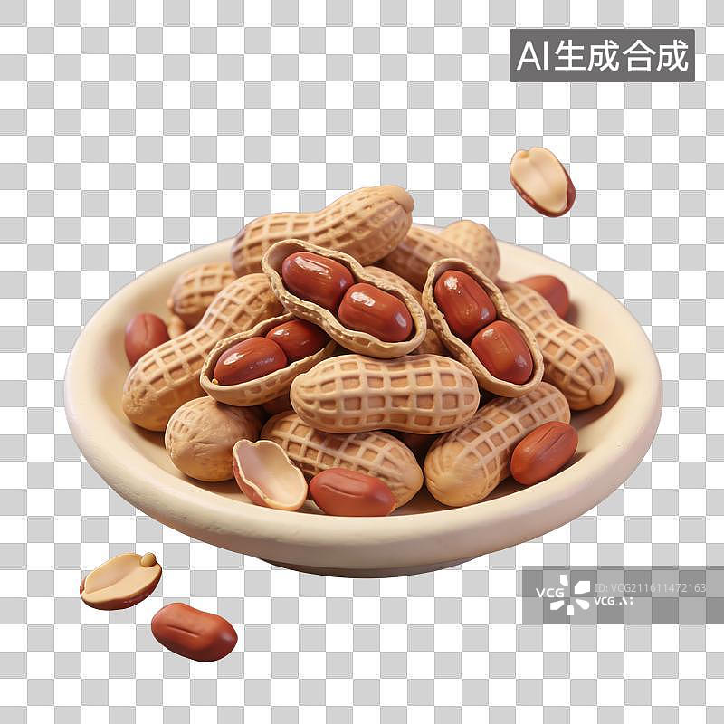 【AI数字艺术】3D立体中国风春节坚果花生元素图片素材