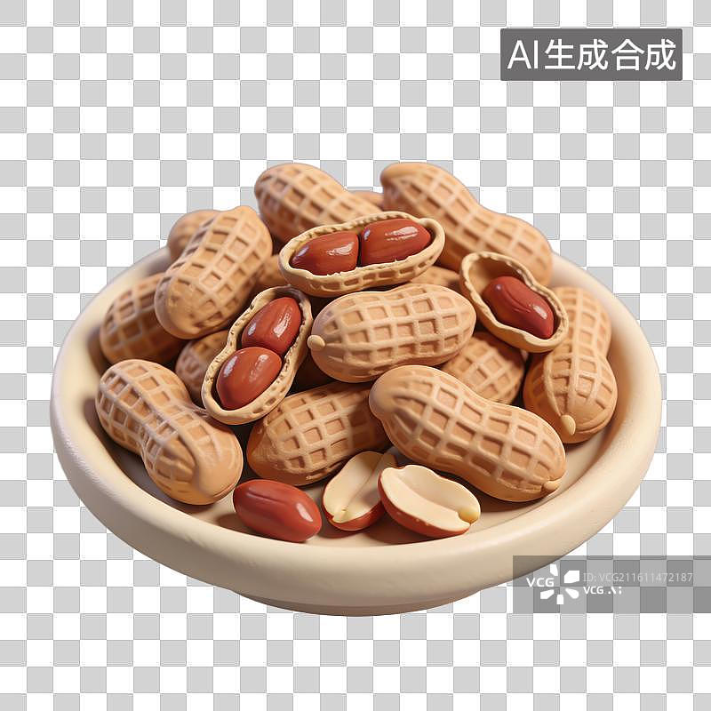 【AI数字艺术】3D立体中国风春节坚果花生元素图片素材
