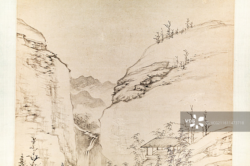 南京博物院藏清査士标纸本墨笔竹暗泉声图轴图片素材