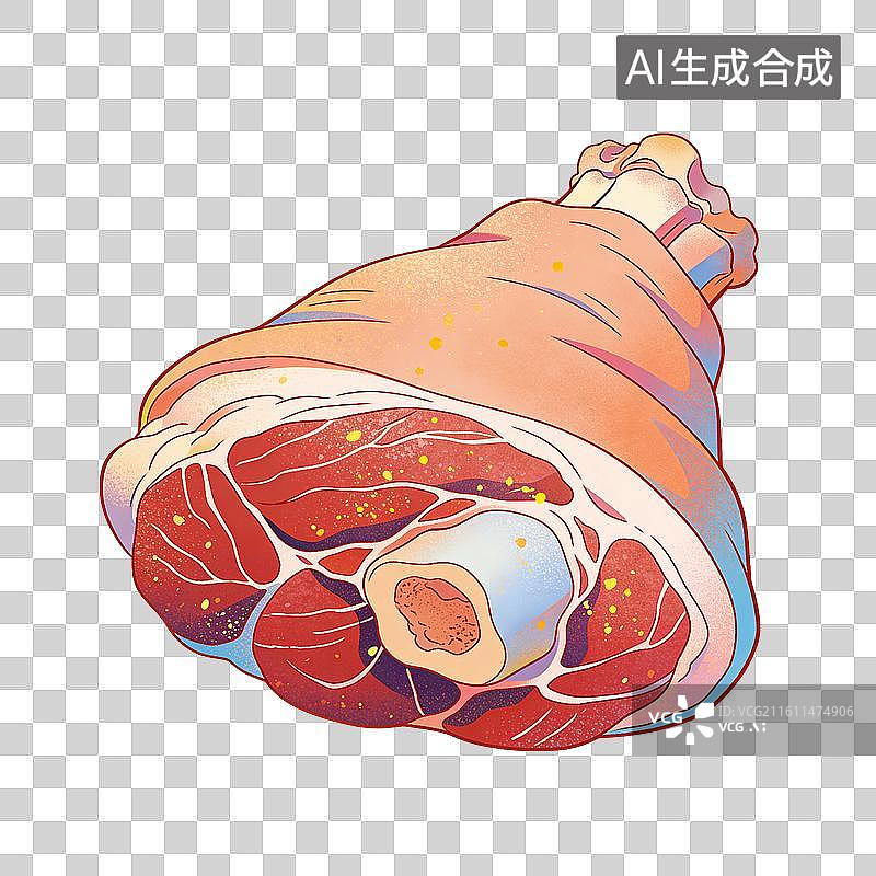 【AI数字艺术】猪肘子食物插画图片素材