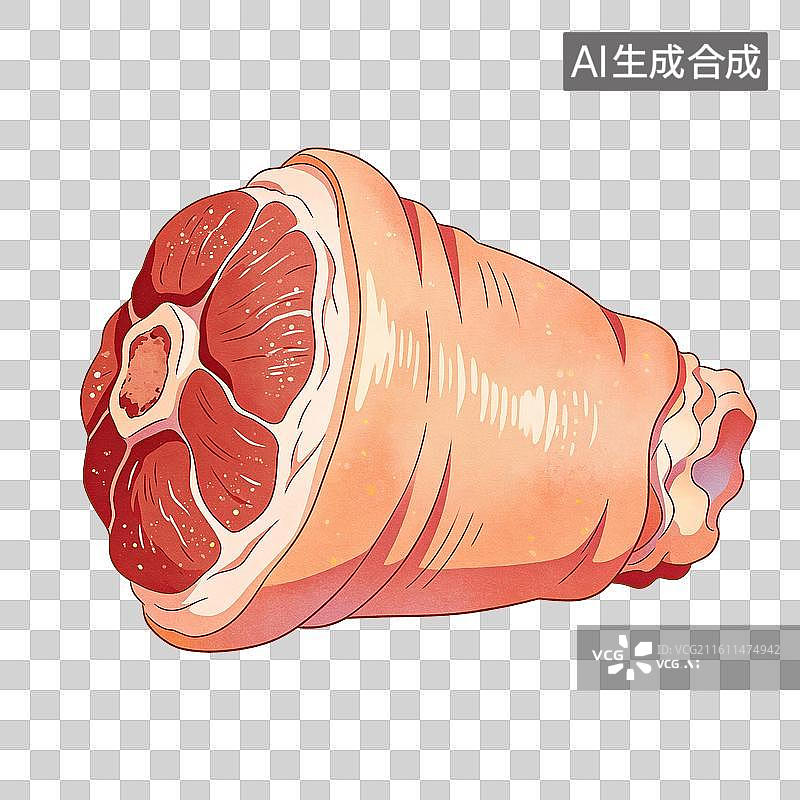 【AI数字艺术】猪肘子食物插画图片素材