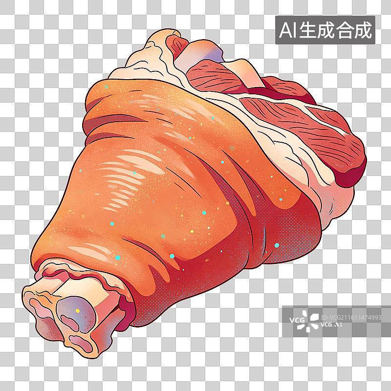 【AI数字艺术】猪肘子食物插画图片素材