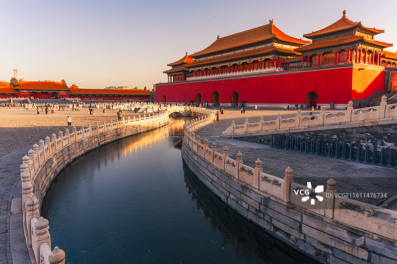 夕阳优惠下的午门图片素材