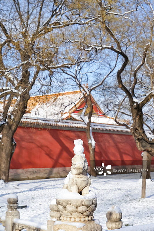 冬天故宫雪后初晴 断虹桥石狮子雪景图片素材