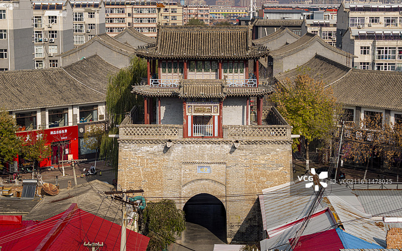 河北省张家口市涿鹿县鼓楼航拍图片素材