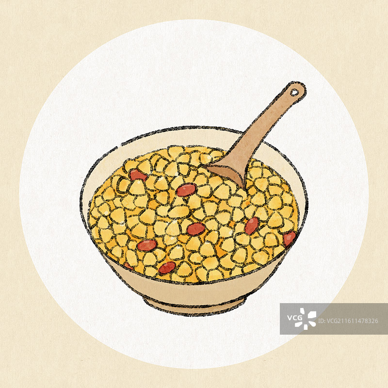吉林美食插画-玉米碴粥图片素材