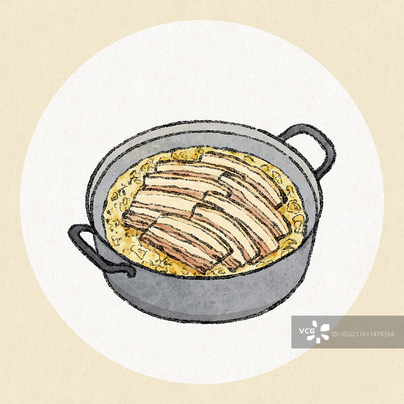 吉林美食插画-氽白肉图片素材