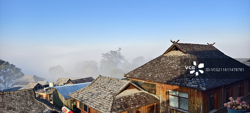 云南普洱澜沧拉祜族自治县～景迈山景区-芒洪清晨图片素材