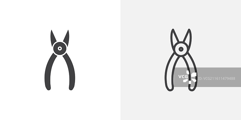 细线剪刀图标集图片素材