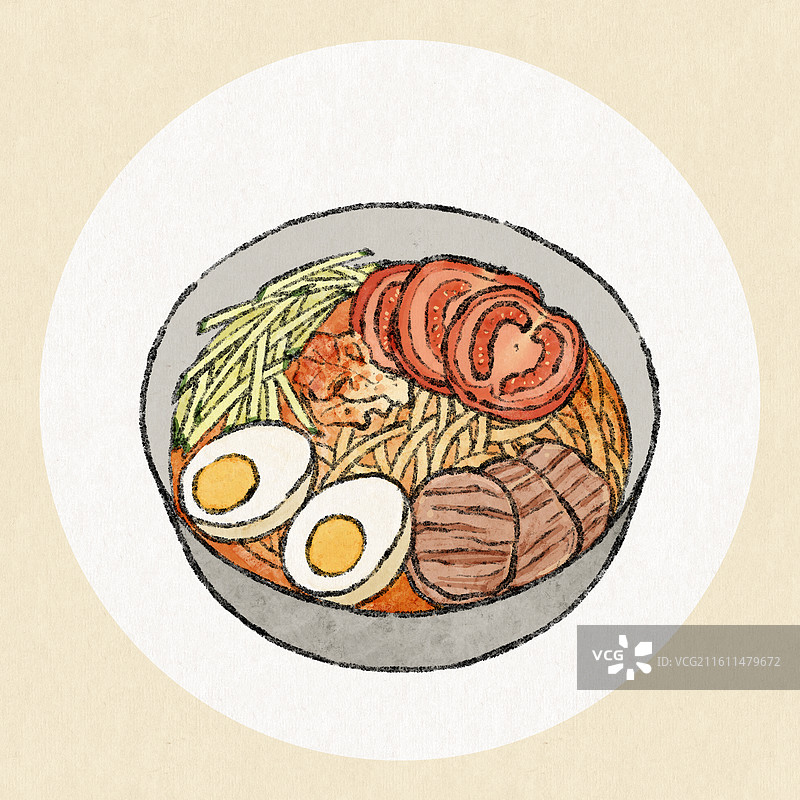 吉林美食插画-延吉冷面图片素材