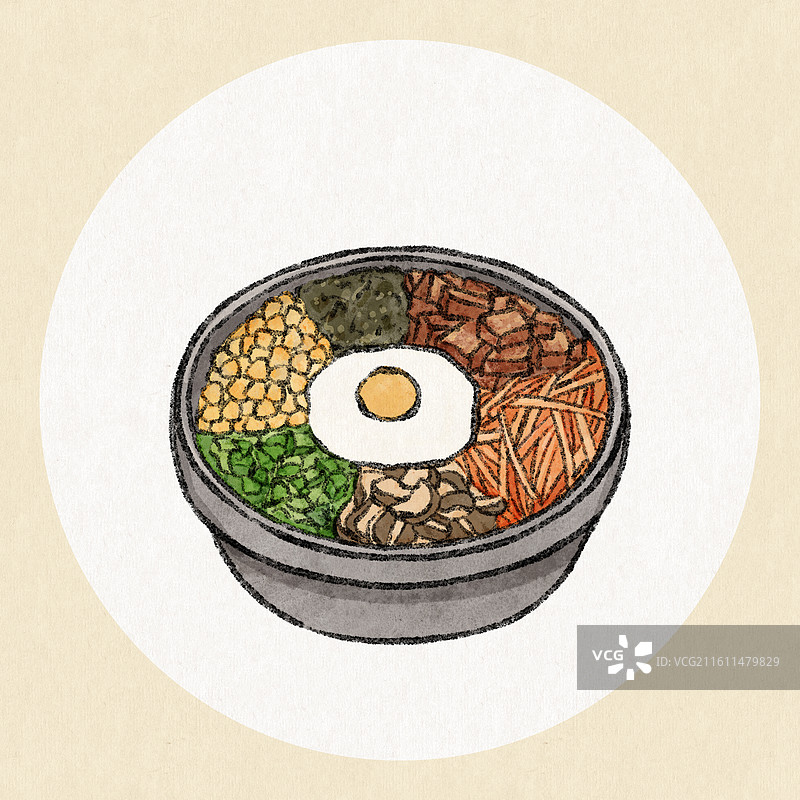 吉林美食插画-石锅拌饭图片素材
