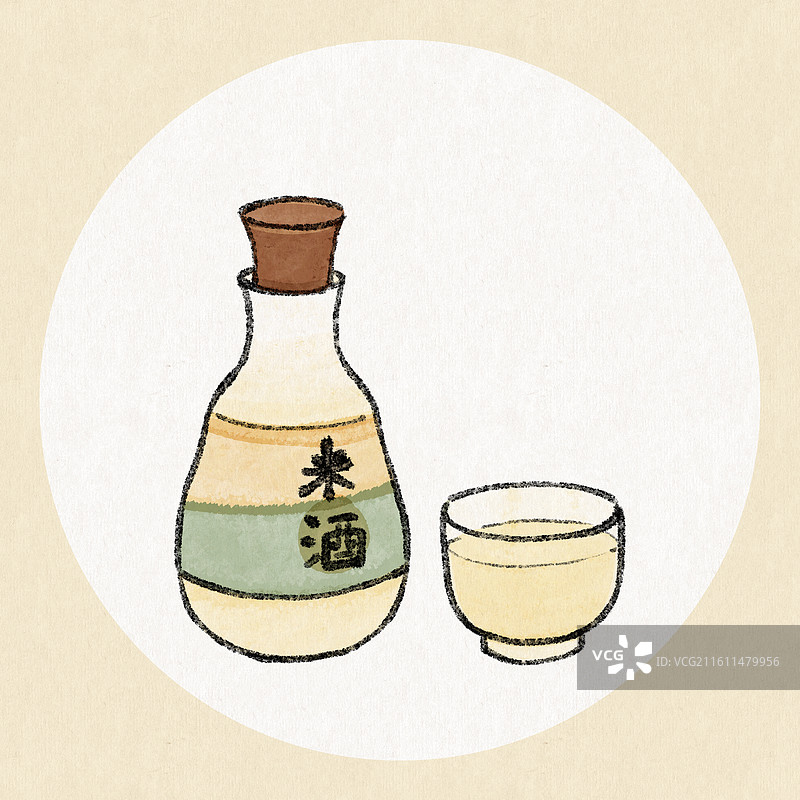 吉林美食插画-米酒图片素材