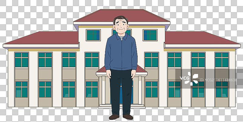 乡村振兴乡下农村农民农业村委会孤寡老人下乡扶贫亲情亲情陪伴亲人家属养老院社区帮扶插画图片素材