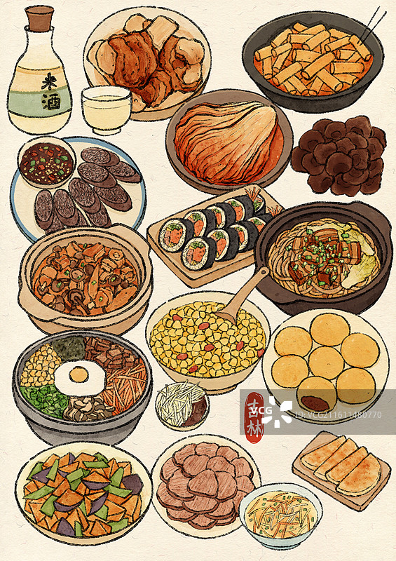 吉林美食插画图片素材