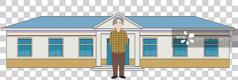 乡村振兴乡下农村农民农业村委会孤寡老人下乡扶贫亲情亲情陪伴亲人家属养老院社区帮扶插画图片素材