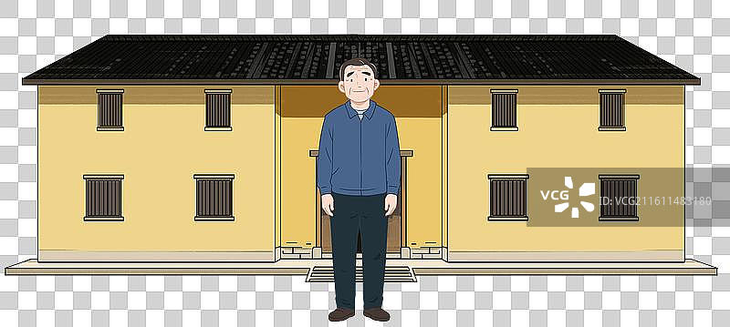 乡村振兴乡下农村农民农业村委会孤寡老人下乡扶贫亲情亲情陪伴亲人家属养老院社区帮扶插画图片素材