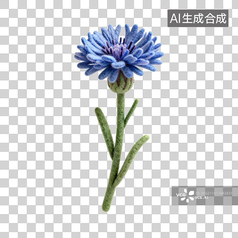 【AI数字艺术】毛绒材质的矢车菊图片素材