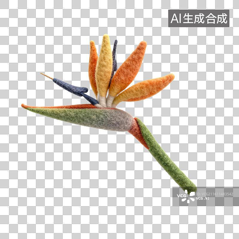【AI数字艺术】羊毛毡天堂鸟花卉艺术作品图片素材