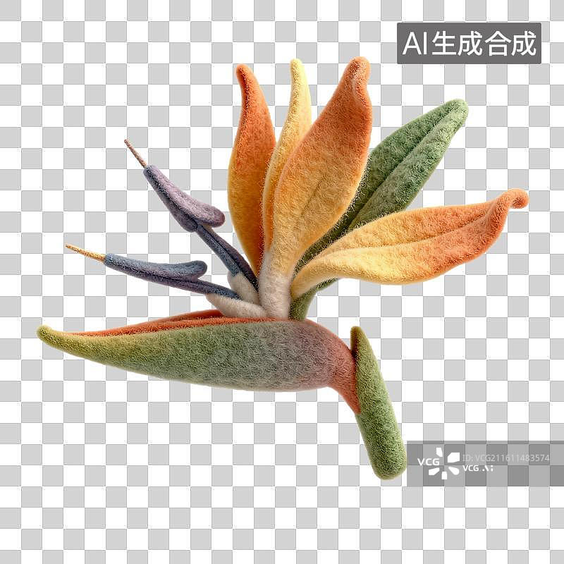 【AI数字艺术】羊毛毡天堂鸟花卉艺术作品图片素材