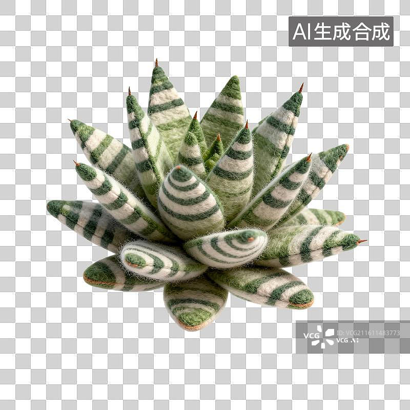【AI数字艺术】毛绒条纹多肉植物图片素材