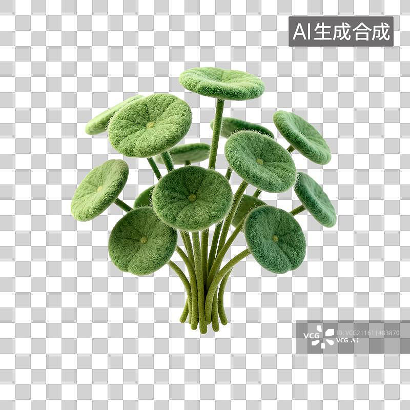 【AI数字艺术】羊毛毡的铜钱草图片素材
