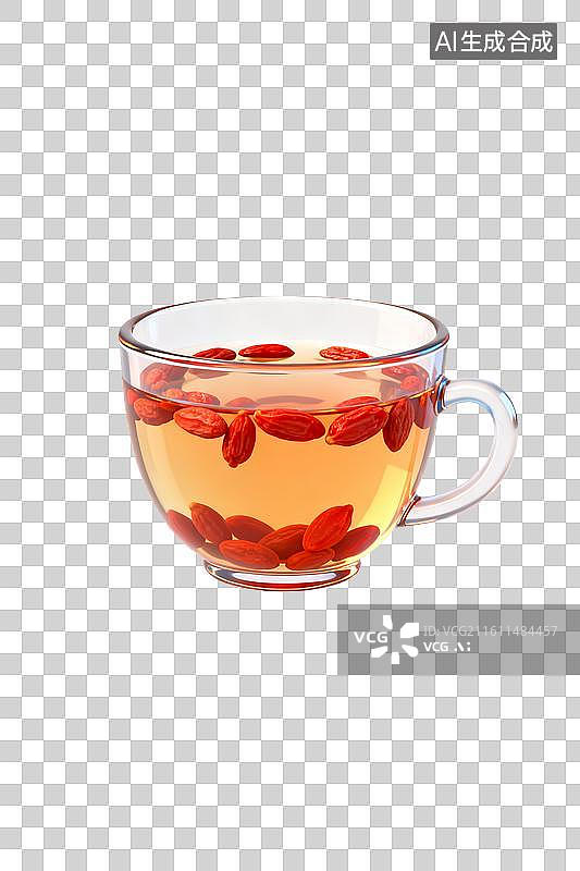 【AI数字艺术】枸杞茶饮玻璃杯图片素材