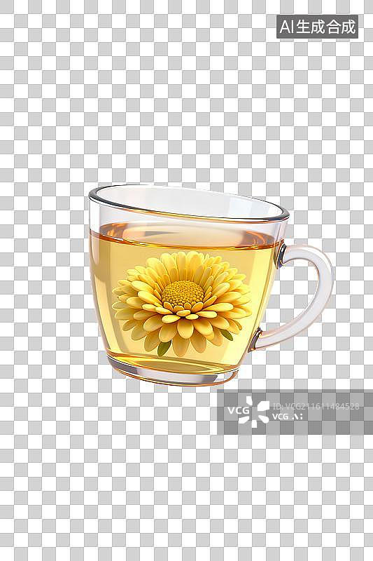 【AI数字艺术】透明玻璃杯中的菊花茶图片素材