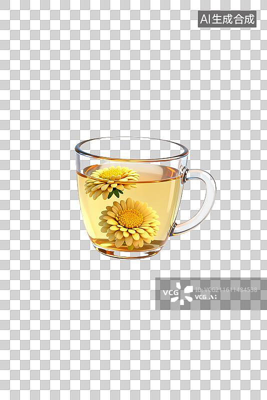 【AI数字艺术】透明玻璃杯中的菊花茶图片素材