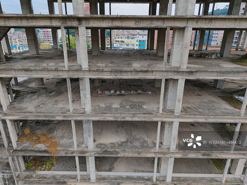 广东省东莞市，凤岗镇，烂尾楼，航拍图片素材