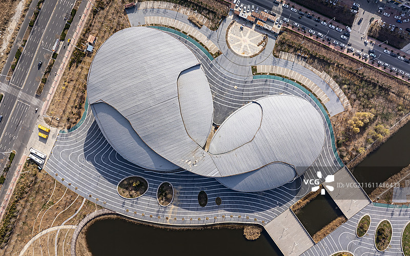 河北省沧州市黄骅市天健湖市民公园航拍图片素材