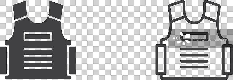 防弹背心细线图标集图片素材