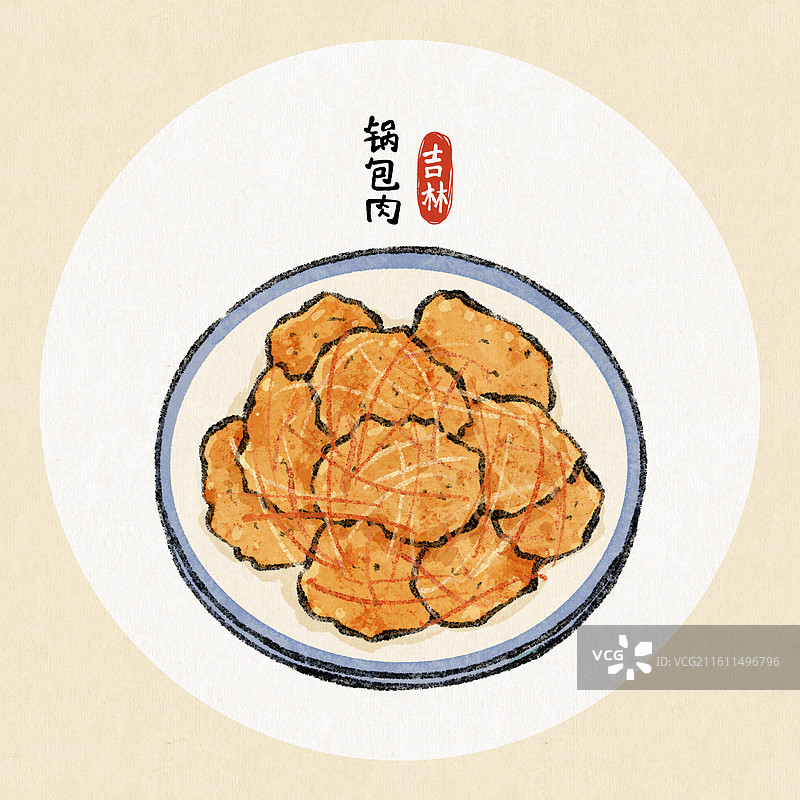 吉林美食插画-锅包肉图片素材