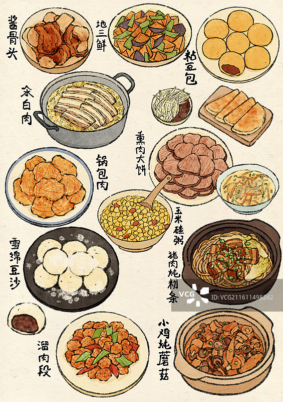 吉林长春美食插画图片素材
