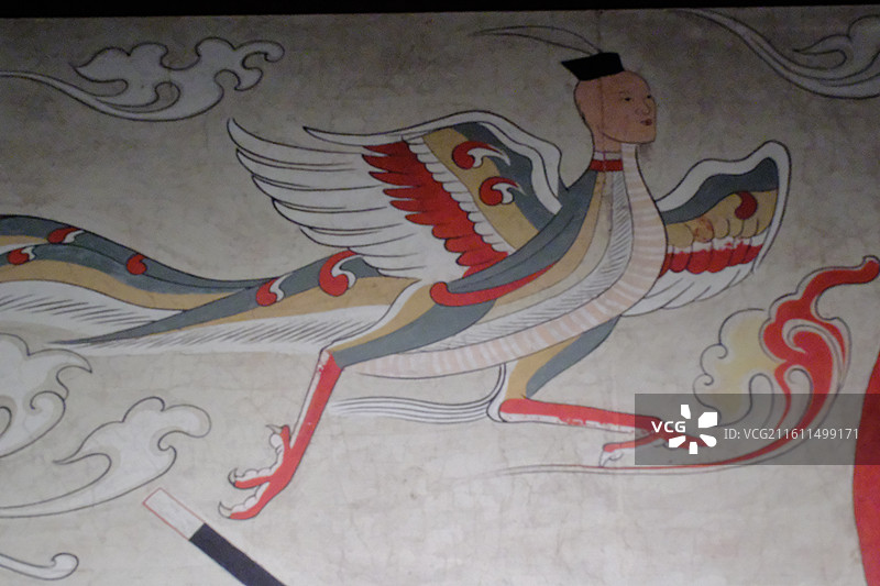 河北博物院北朝壁画。镇馆之宝一级文物古代绘画人物龙凤纹图片素材