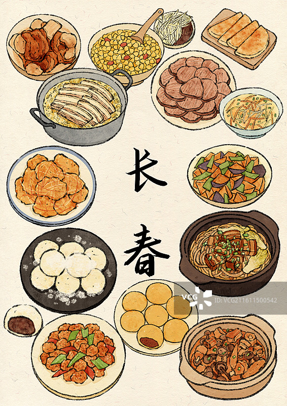 吉林长春美食插画图片素材