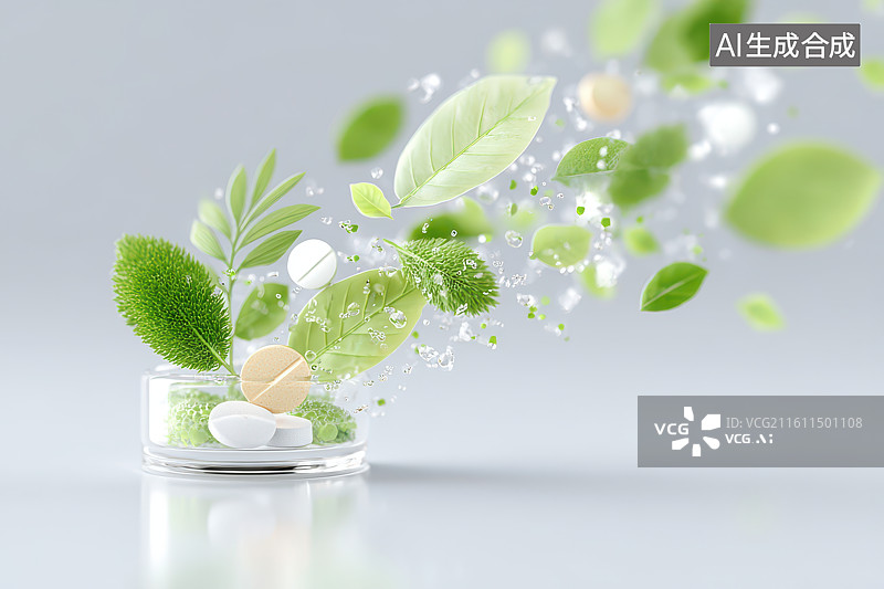 【AI数字艺术】草本胶囊科技场景图片素材