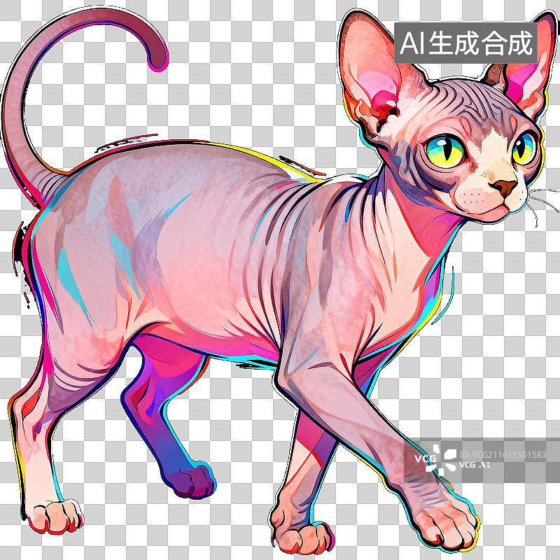 【AI数字艺术】无毛猫图片素材