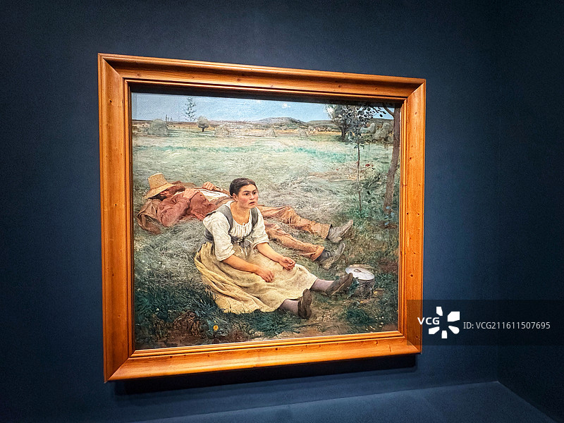 法国巴黎奥赛美术馆藏朱尔·巴斯蒂安-勒帕热油画《干草》图片素材