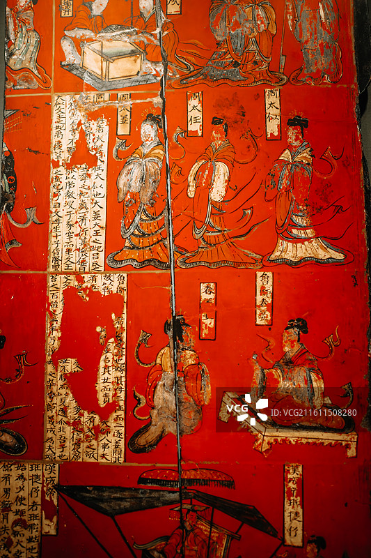 中国山西省太原市山西博物馆司马金龙墓木板漆画高清图片图片素材