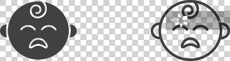 哭泣的婴儿细线图标集图片素材