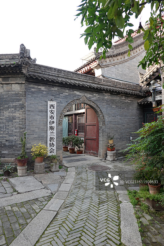 陕西省西安市西安回民街化觉巷西安清真大寺：西安市伊斯兰教协会图片素材