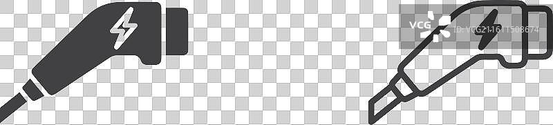 电动充电器细线图标集图片素材