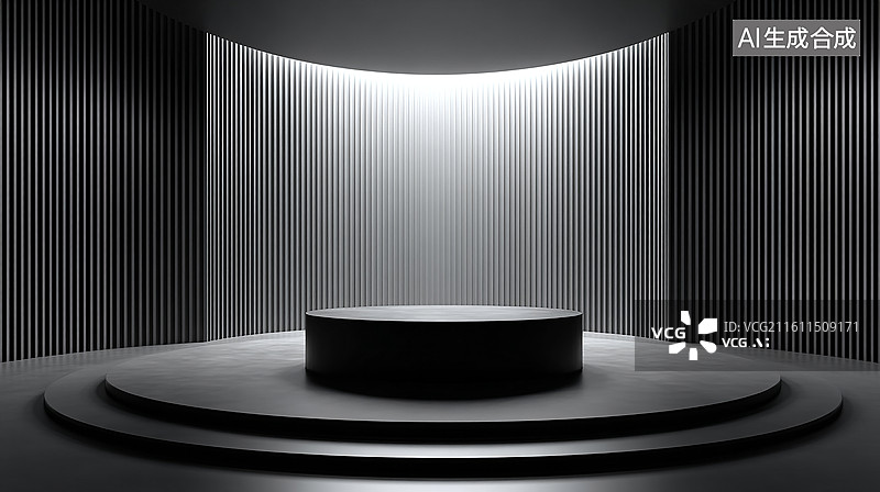 【AI数字艺术】黑色圆形展台背景图片素材