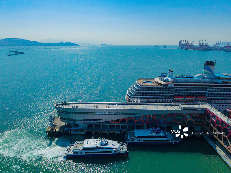 广东省深圳市南山区，海运路，招商蛇口邮轮母港，航拍图片素材