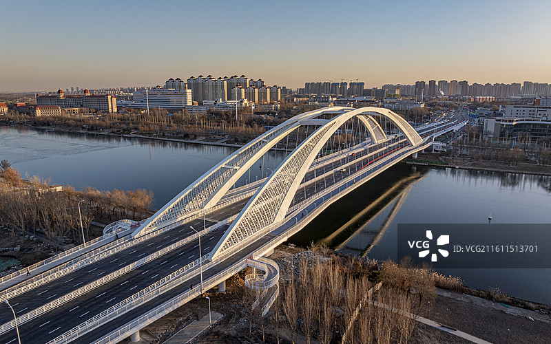天津市东丽区柳悦桥航拍图片素材
