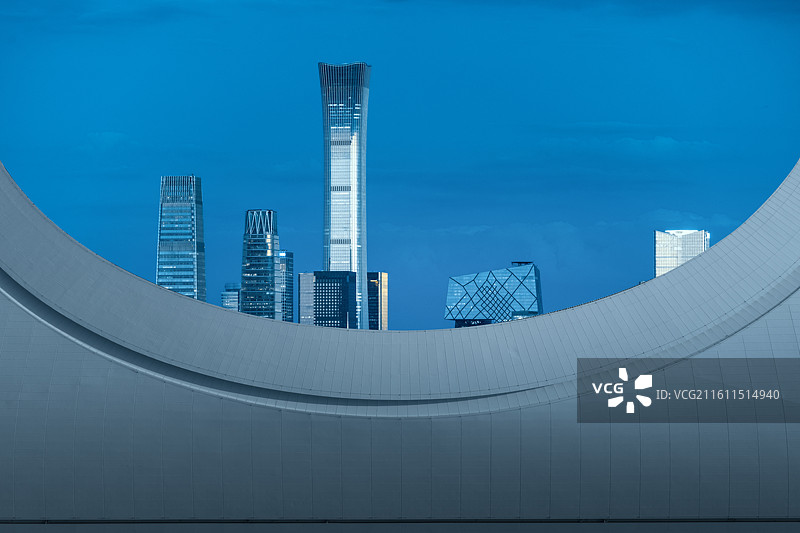 北京国贸CBD城市天际线，智慧城市，科技城市图片素材