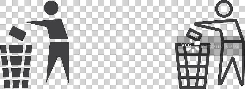 垃圾回收细线标志集图片素材