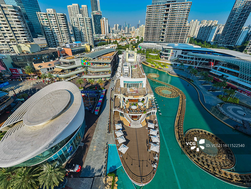 广东省深圳市南山区，海上世界明华轮，城市风光，航拍图片素材