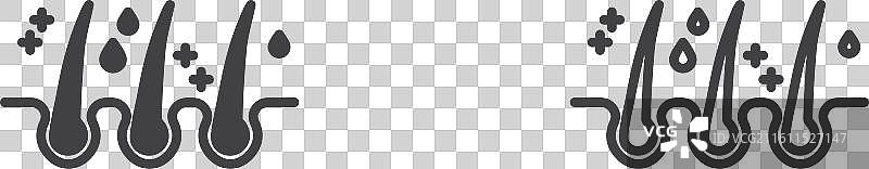 头发护理细线图标集图片素材