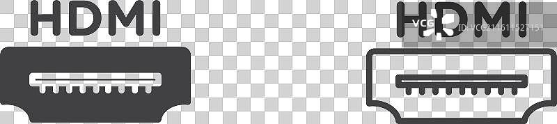 高清HDMI线细线图标集图片素材